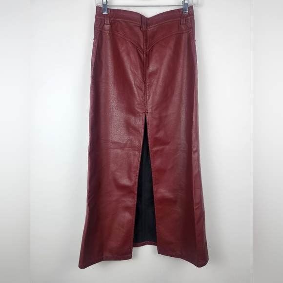 Free People City Slicker Vegan Maxi Skirt Red Size 0 Slit. - Picture 2 of 9